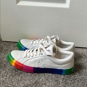 Converse White Sneakers with Colorful Soles